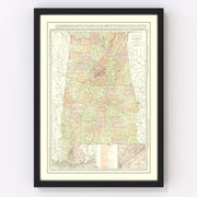 Alabama Vintage Map 1917