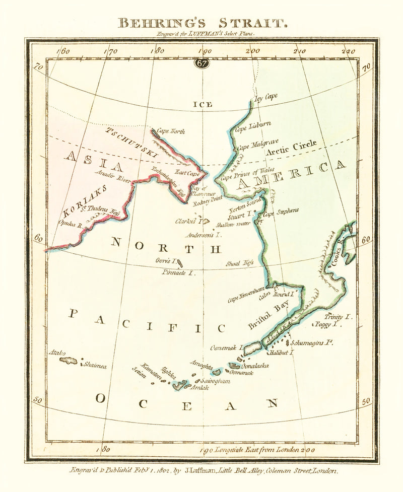 Size comparison using Vintage Map of Behring's Strait 1802