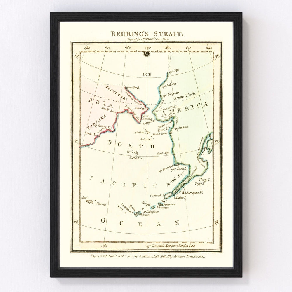 Behring's Strait Vintage Map 1802