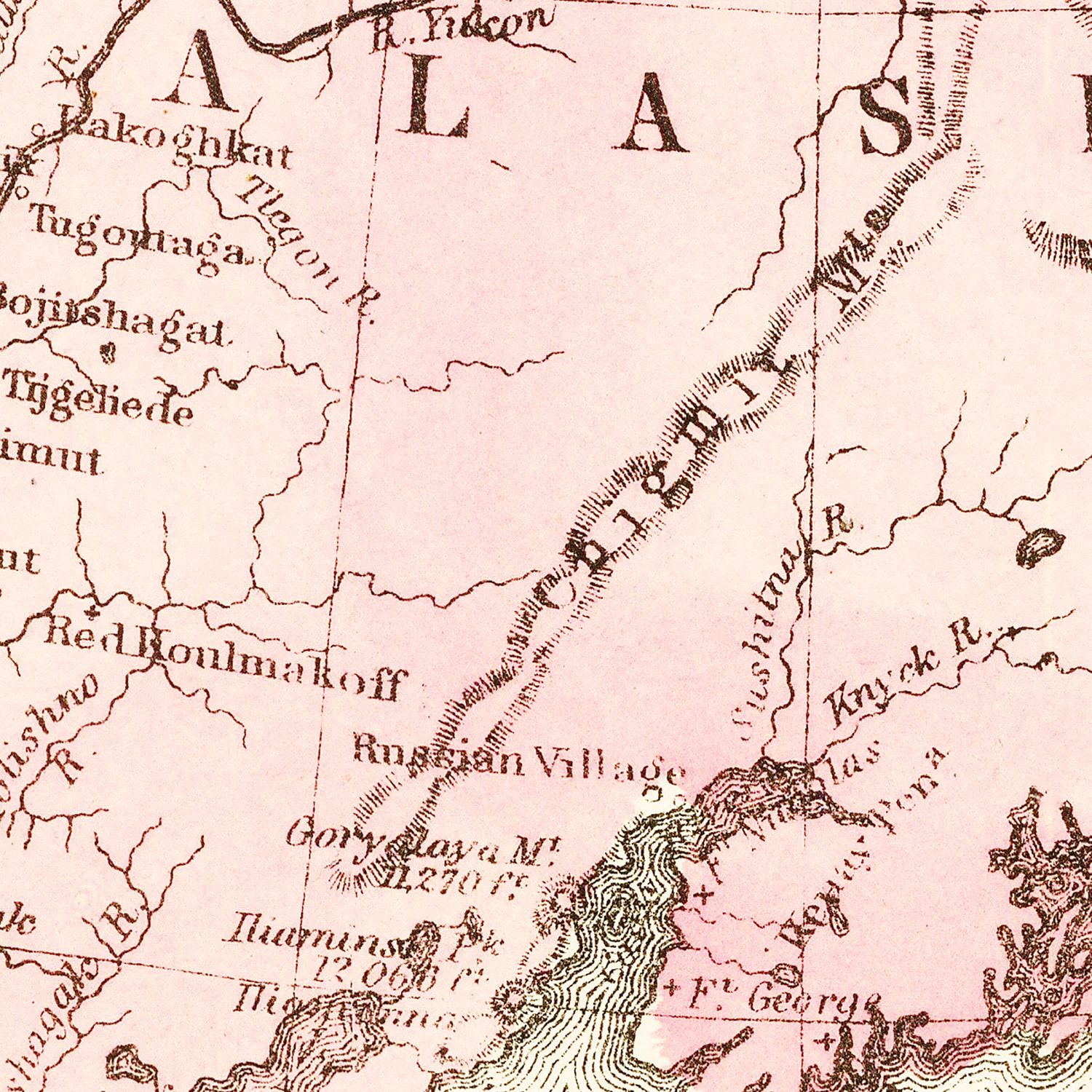 Restored historic details from the 1886 state map of County, Alaska