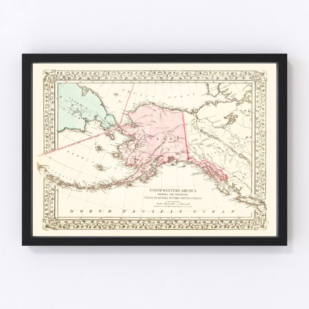 Alaska Vintage Map 1886