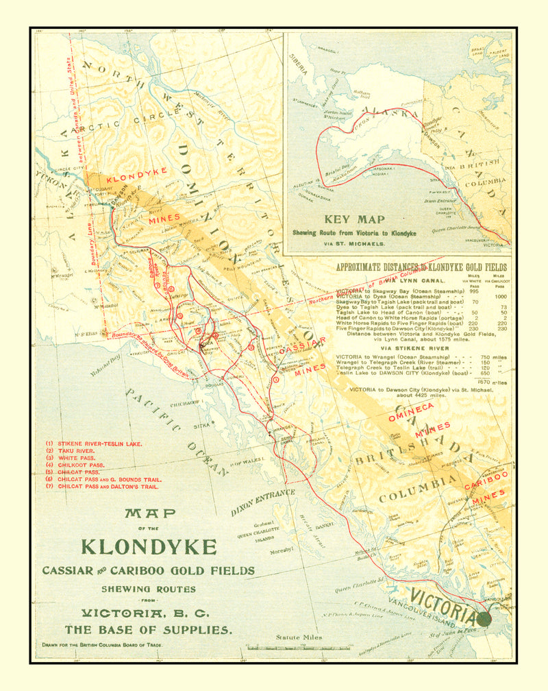 Size comparison using Vintage Map of Klondyke, Cassiar & Cariboo Gold Fields 1898