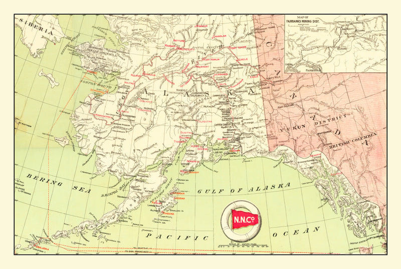 Size comparison using Vintage Map of Alaska Gold Fields 1910