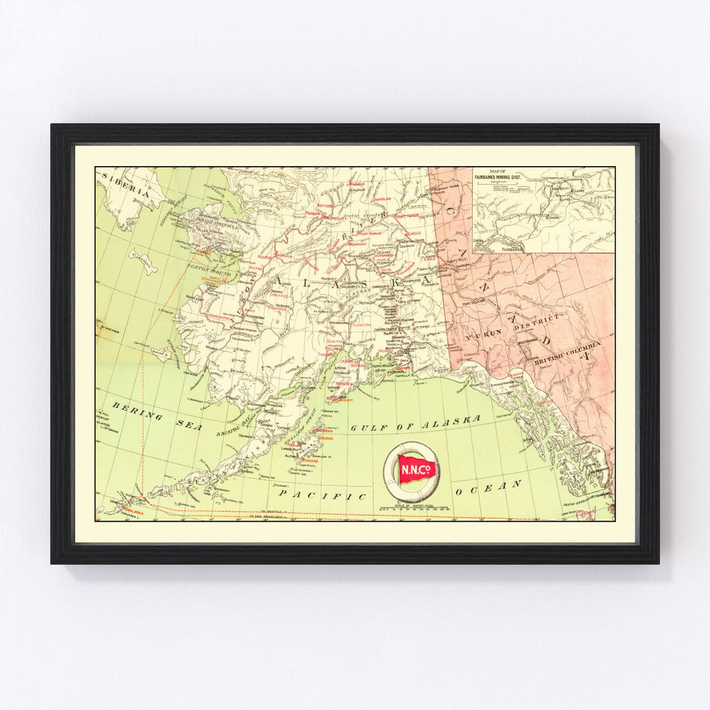 Alaska Gold Fields Vintage Map 1910