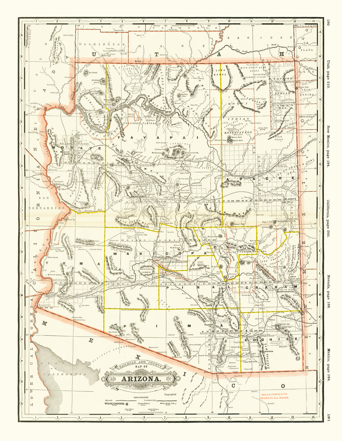 Preview of Vintage Arizona Railroad Map 1886