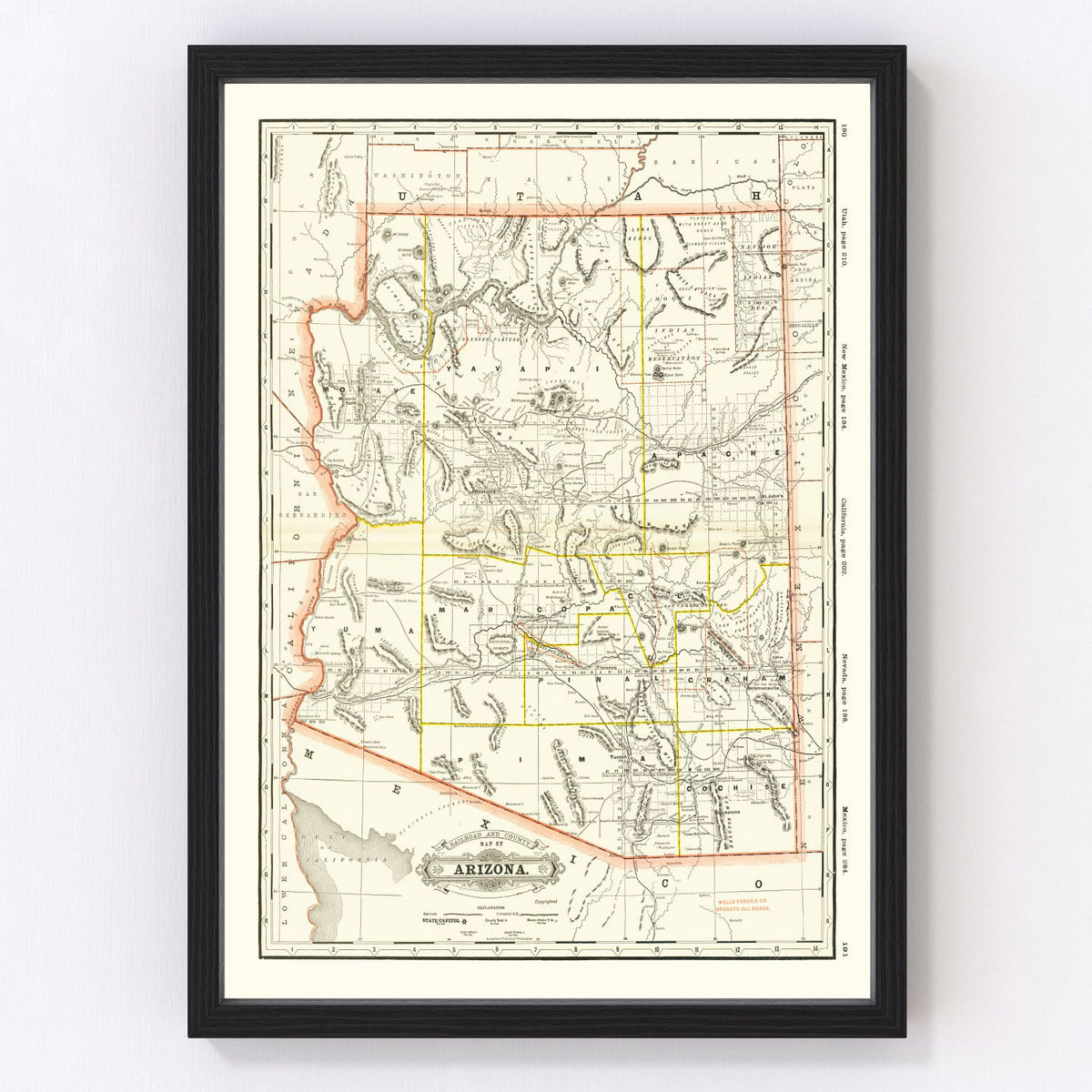 Arizona Vintage Map 1886