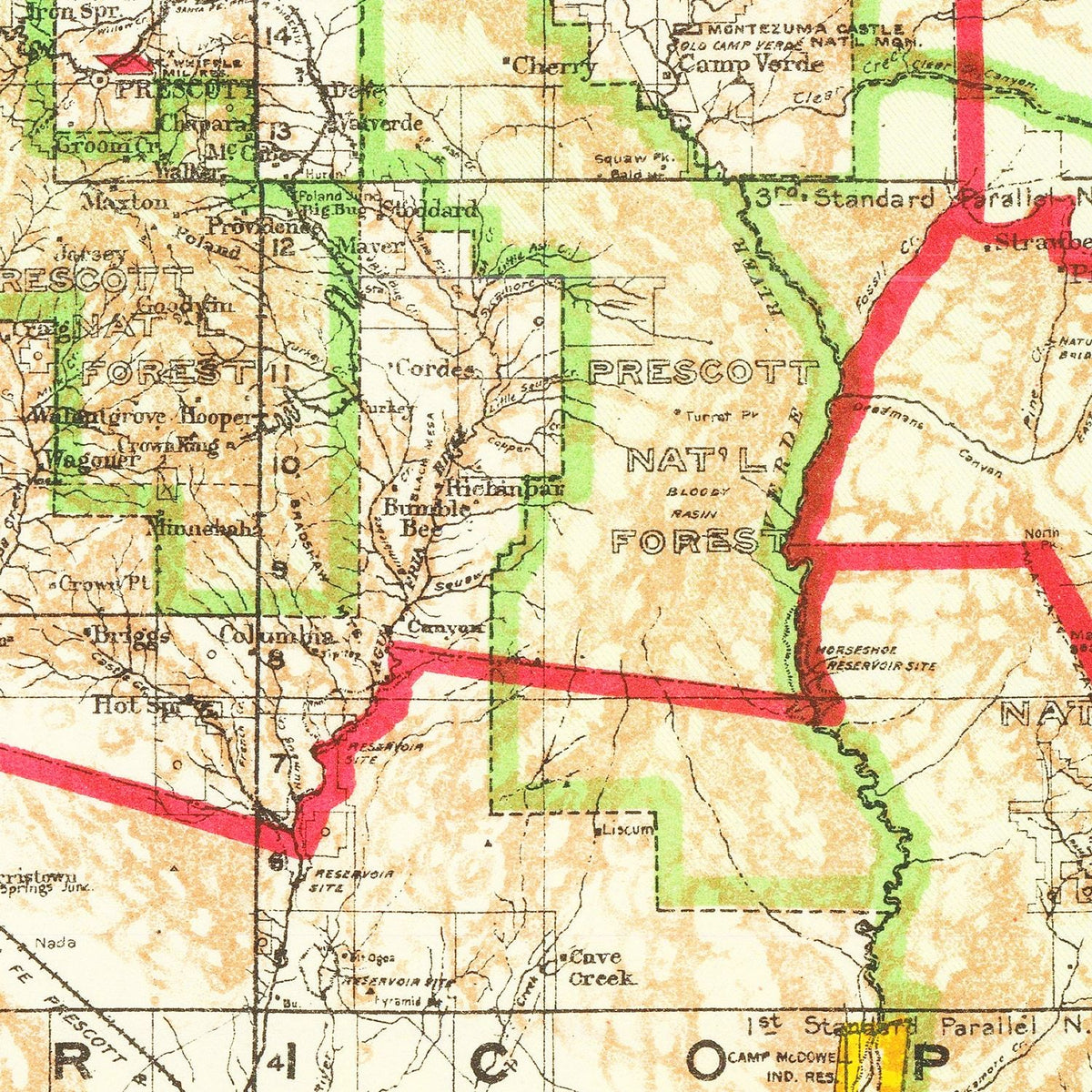 Restored historic details from the 1909 state map of County, Arizona