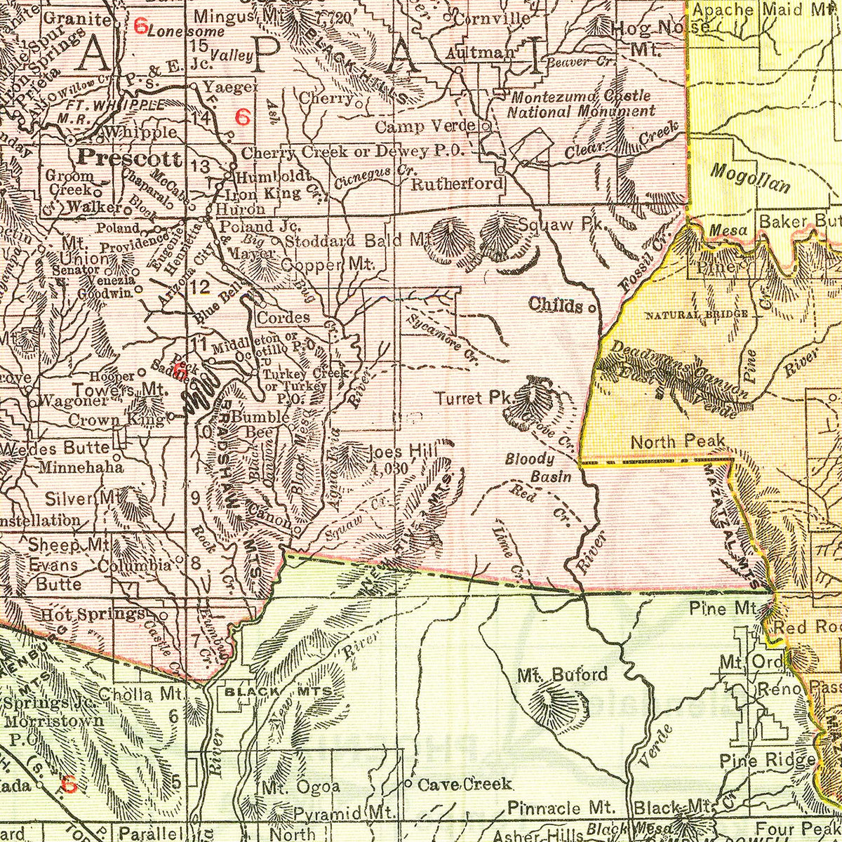 Restored historic details from the 1915 state map of County, Arizona