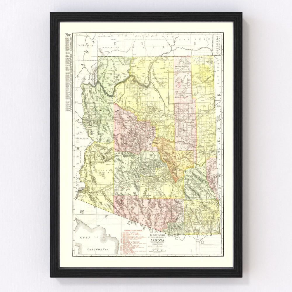 Arizona Vintage Map 1915