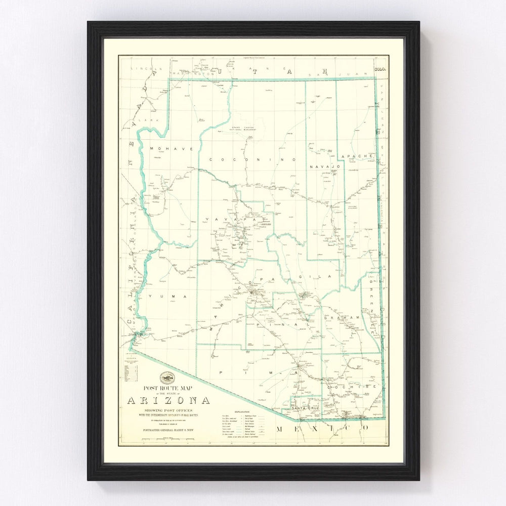 Arizona Vintage Map 1925