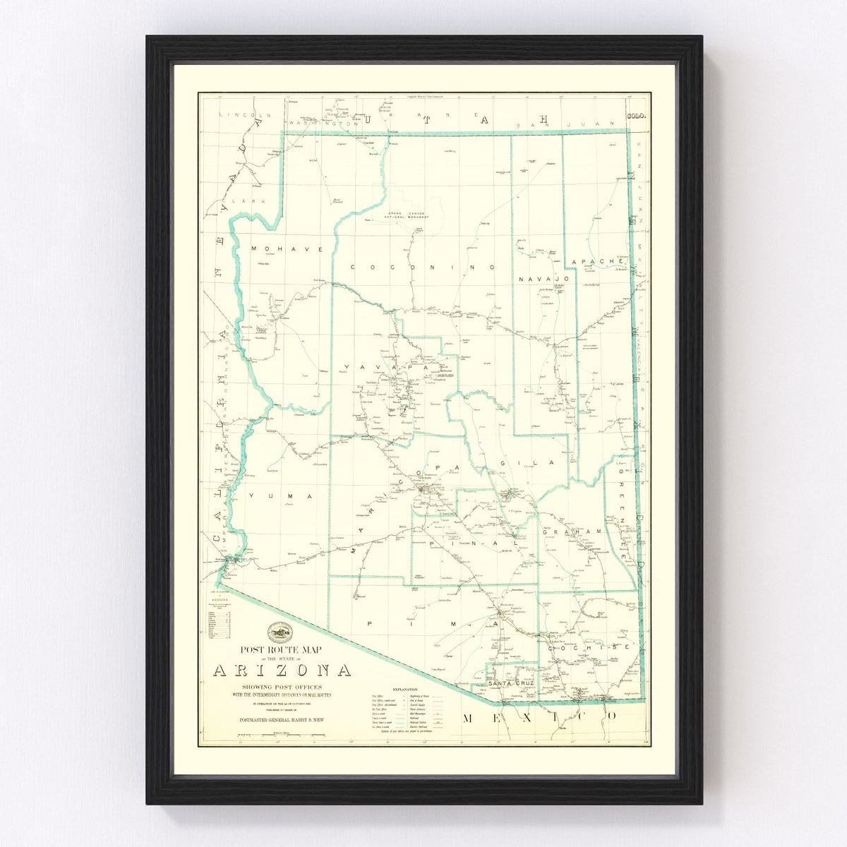 Arizona Vintage Map 1925