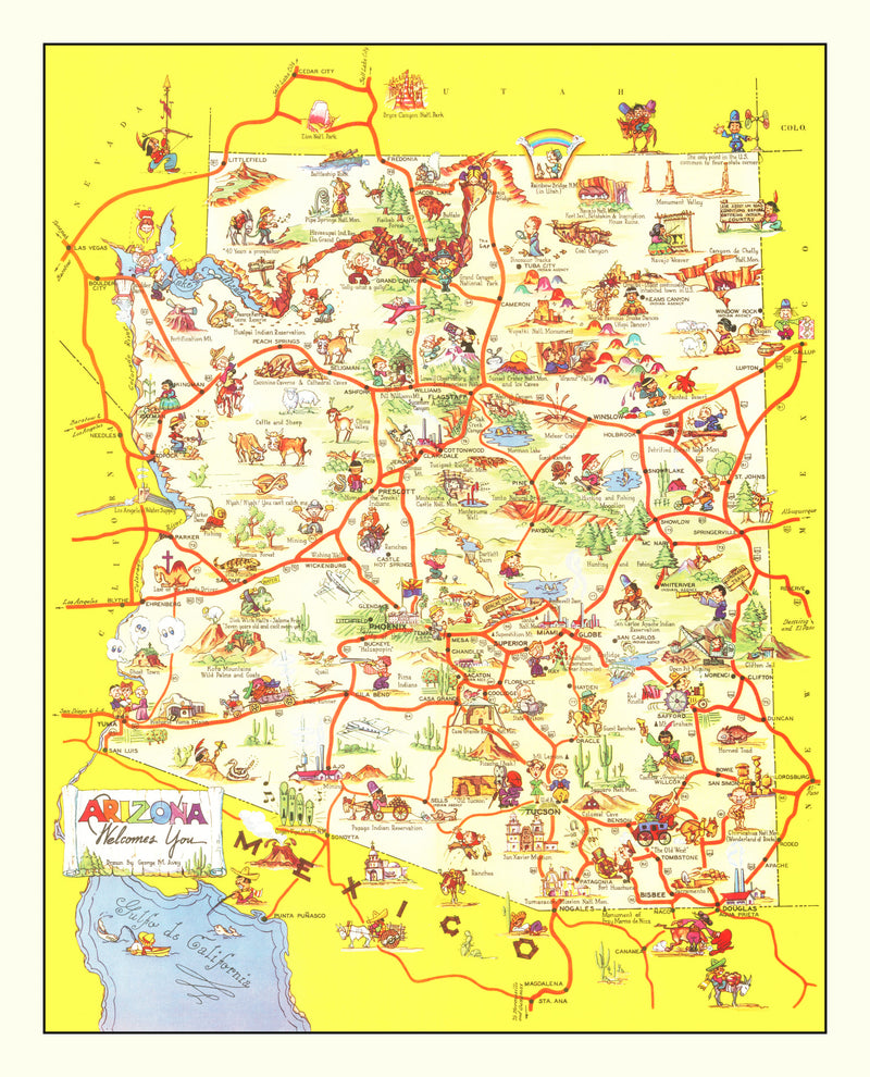 Size comparison using Vintage Pictorial Map of Arizona 1942