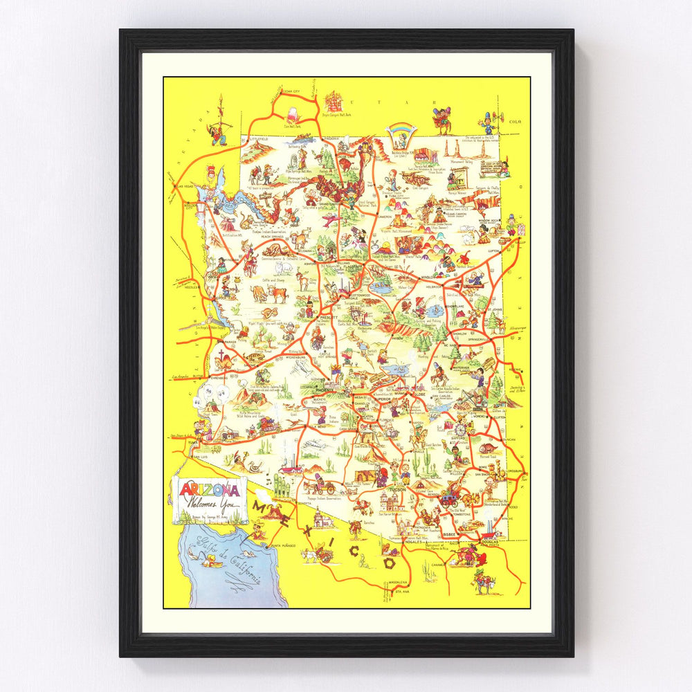 Arizona Vintage Map 1942