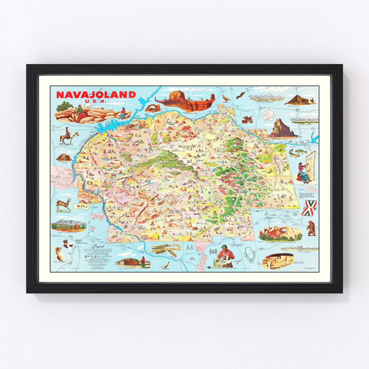 Navajo Land Vintage Map 1960