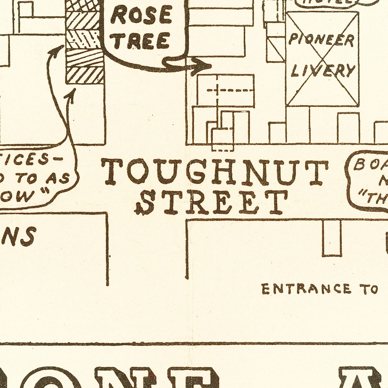 Restored historic details from the 1962 city map of Tombstone, Arizona