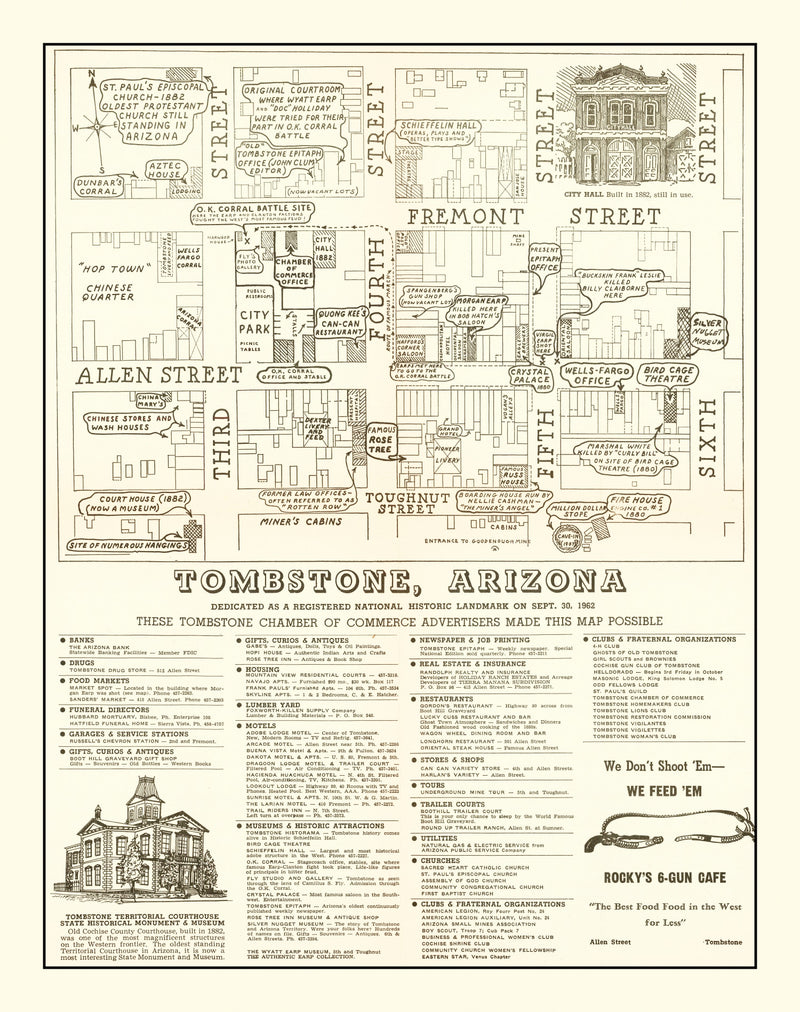 Size comparison using Vintage Map of Tombstone, Arizona 1962