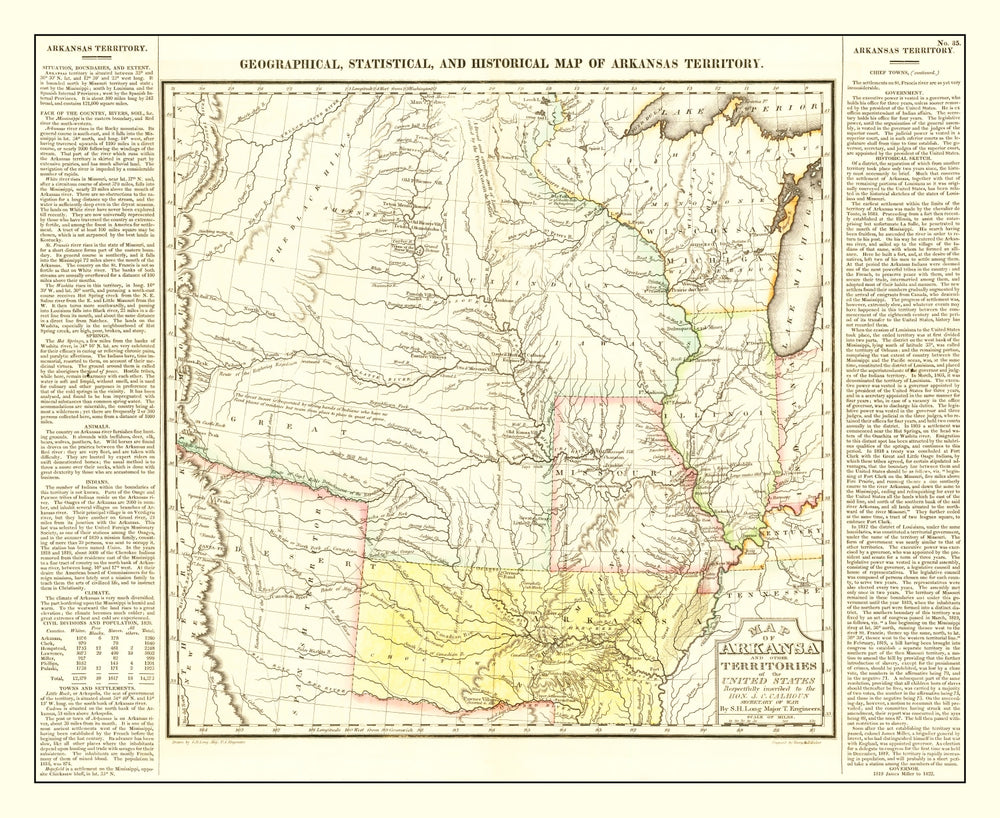 Vintage Map of Arkansas 1822 print style example