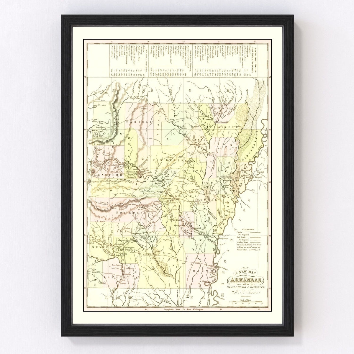 Arkansas Vintage Map 1836