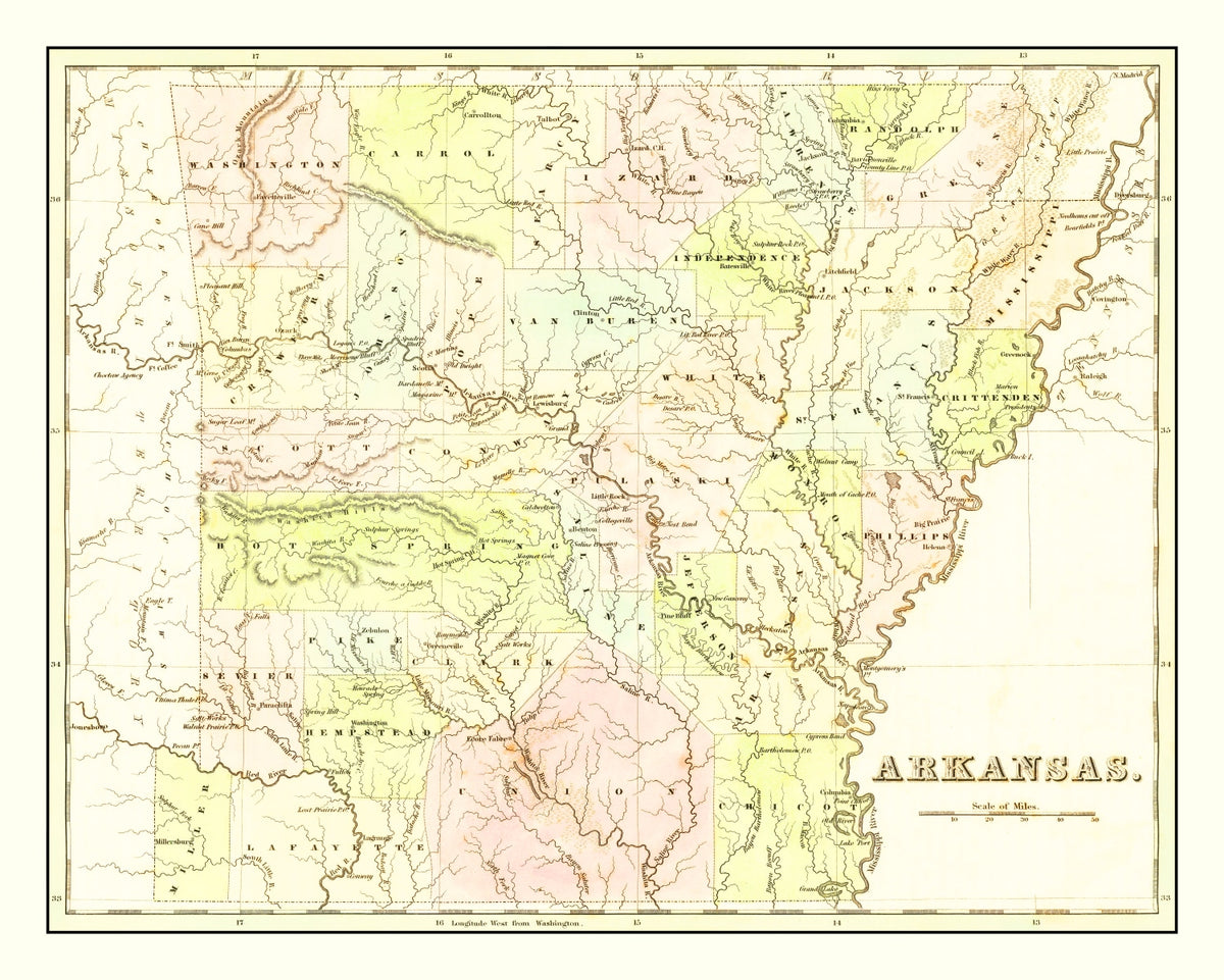 Preview of Vintage Map of Arkansas 1838