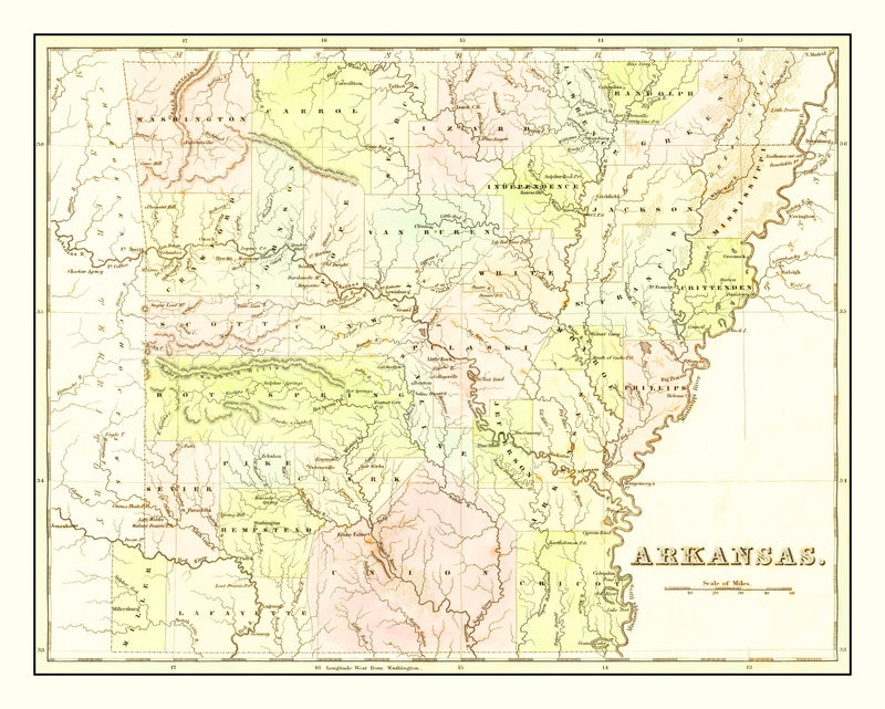 Size comparison using Vintage Map of Arkansas 1838