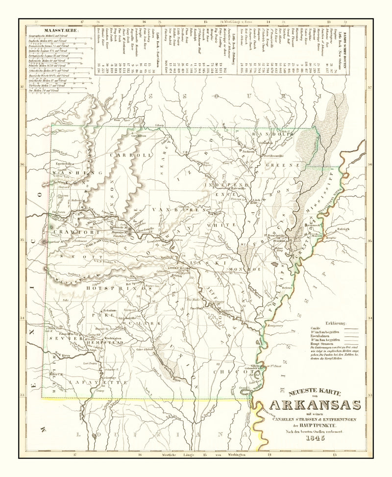Size comparison using Vintage Map of Arkansas 1845