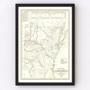 Arkansas Vintage Map 1845