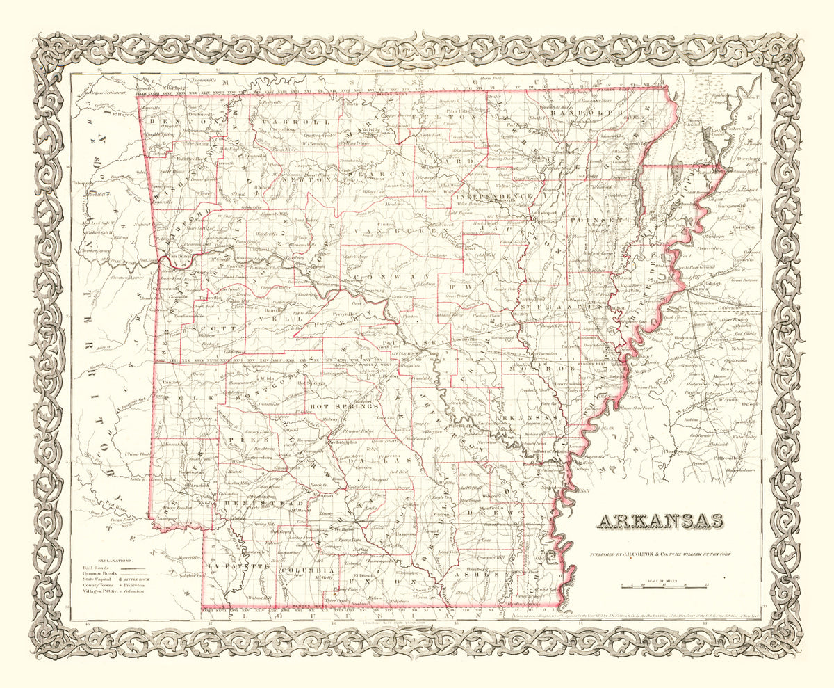 Preview of Vintage Map of Arkansas 1855