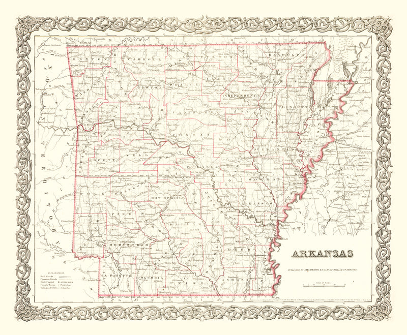 Size comparison using Vintage Map of Arkansas 1855