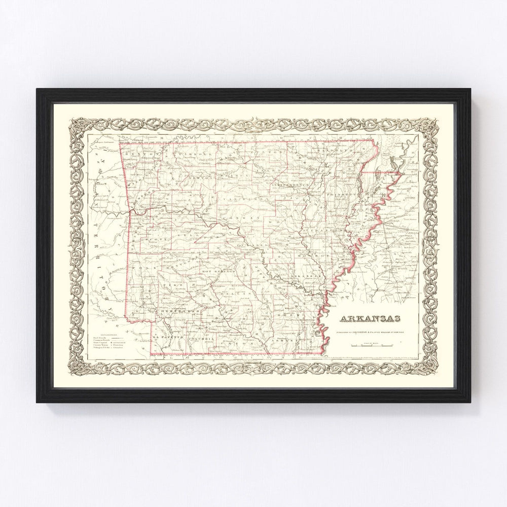 Arkansas Vintage Map 1855