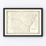 Arkansas Vintage Map 1855