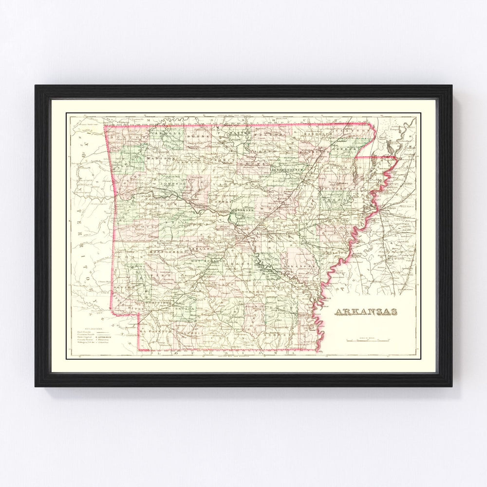 Arkansas Vintage Map 1876