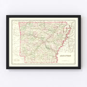 Arkansas Vintage Map 1876