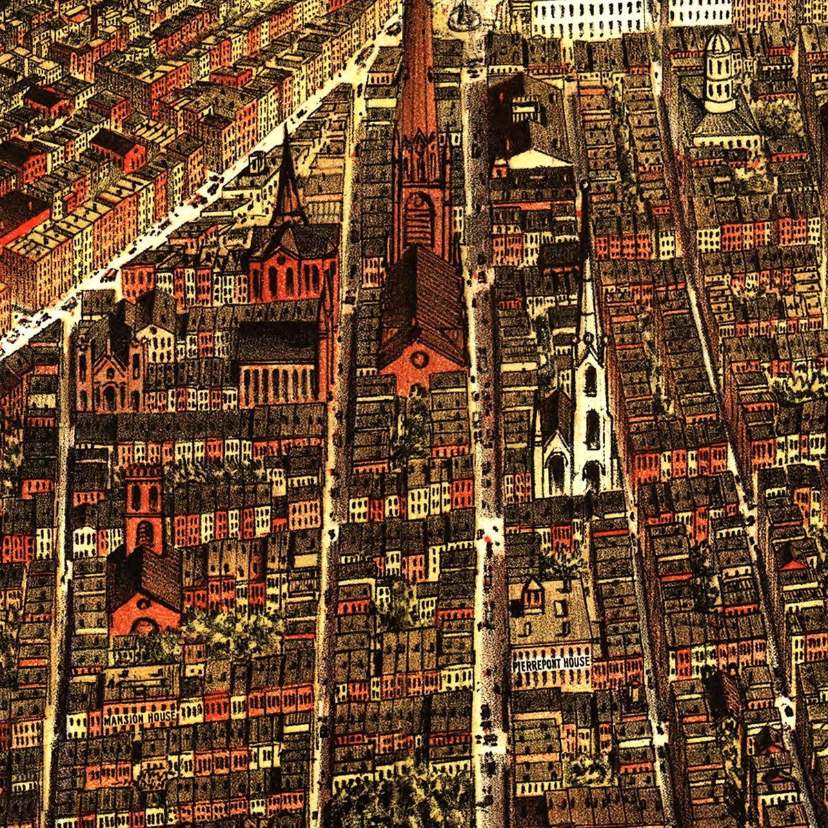 Restored historic details from the 1879 city map of Brooklyn, New York