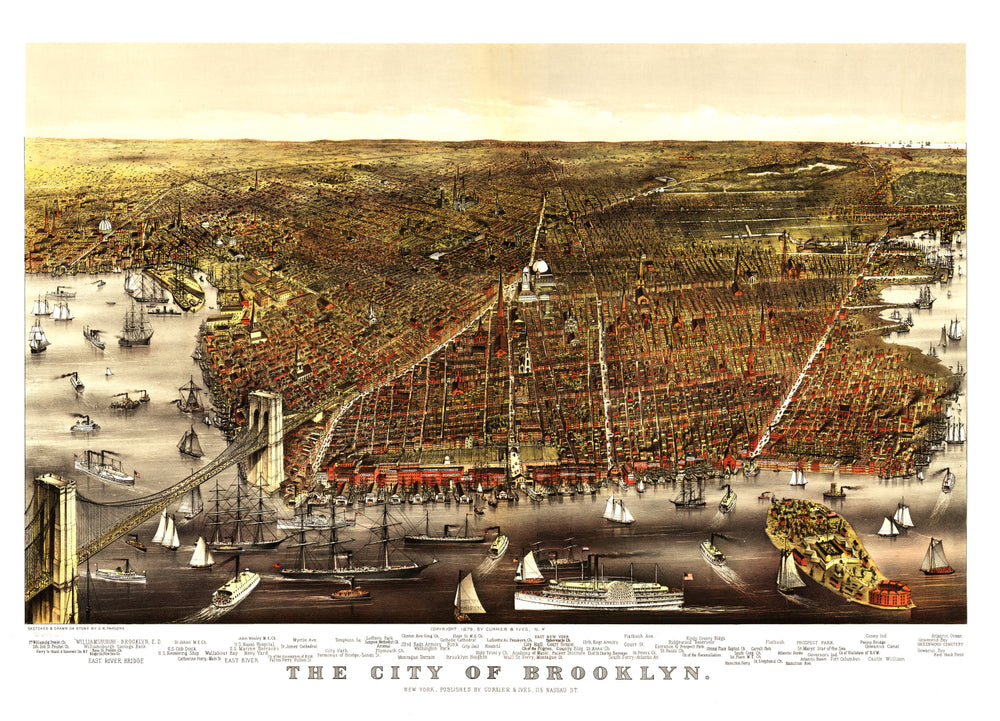 Vintage Map of Brooklyn, New York 1879 print style example