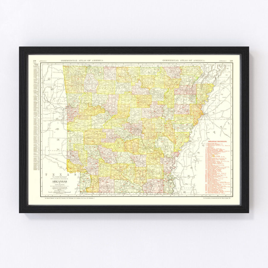 Vintage Map of Arkansas 1917