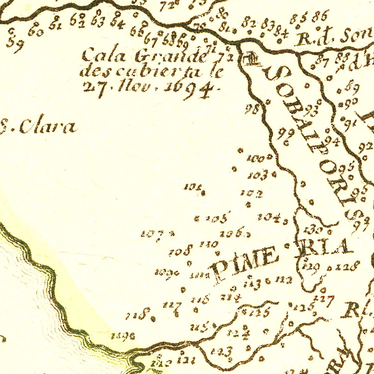Restored historic details from the 1705 state map of County, California