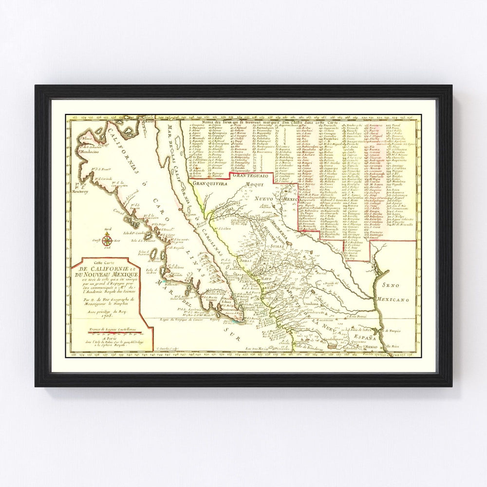California Vintage Map 1705