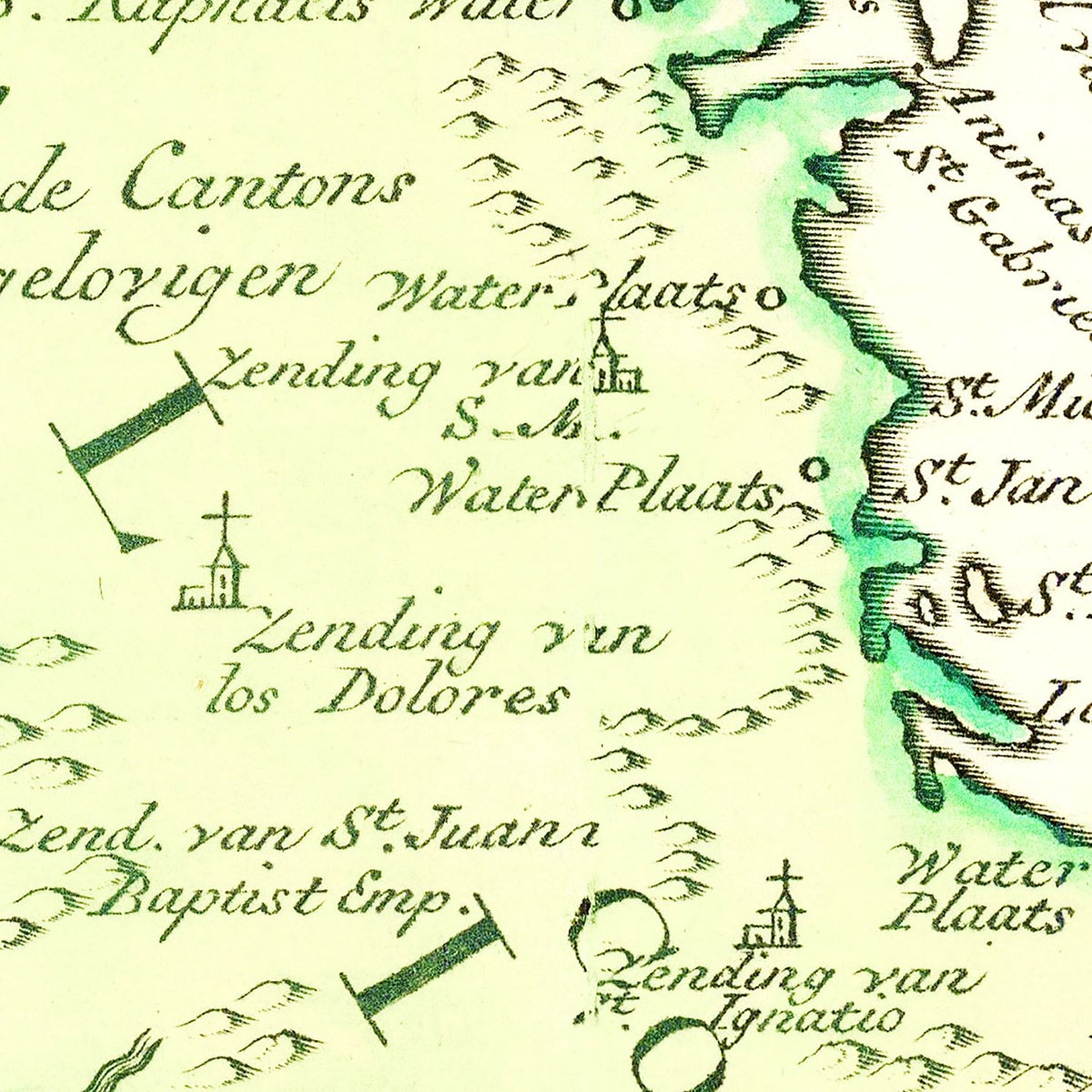 Restored historic details from the 1765 state map of County, California