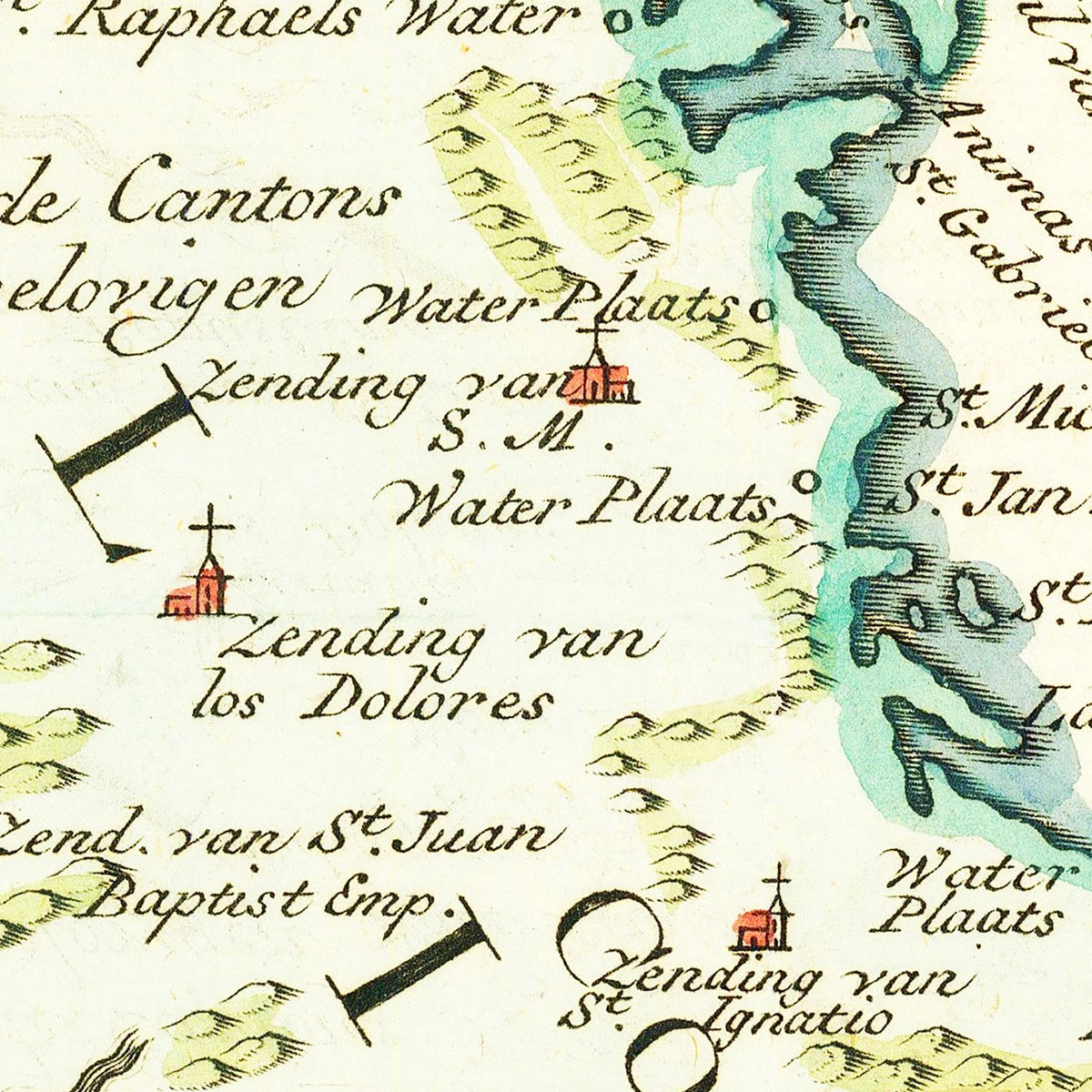 Restored historic details from the 1765 state map of County, California