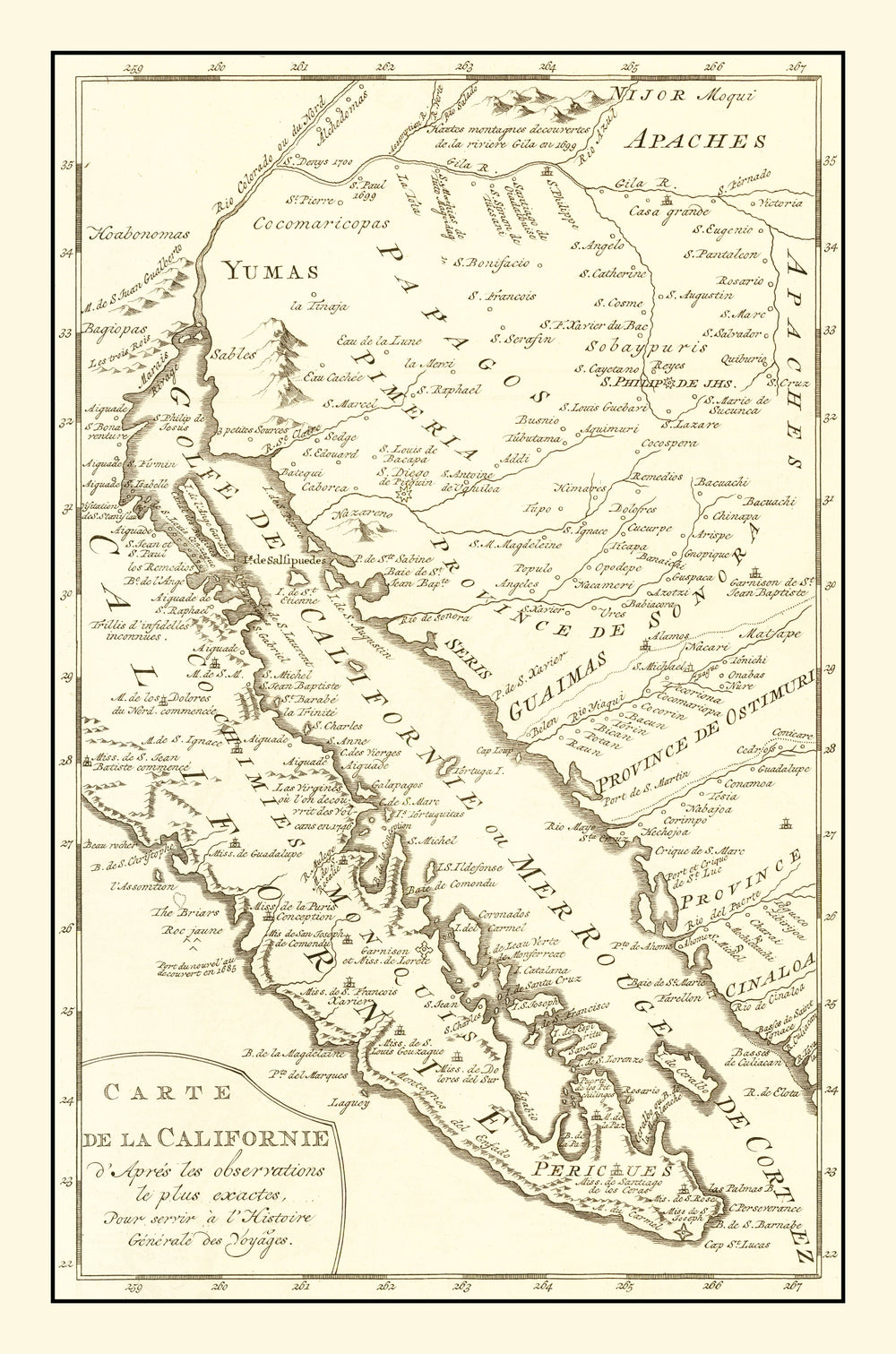 Vintage Map of California 1777 print style example