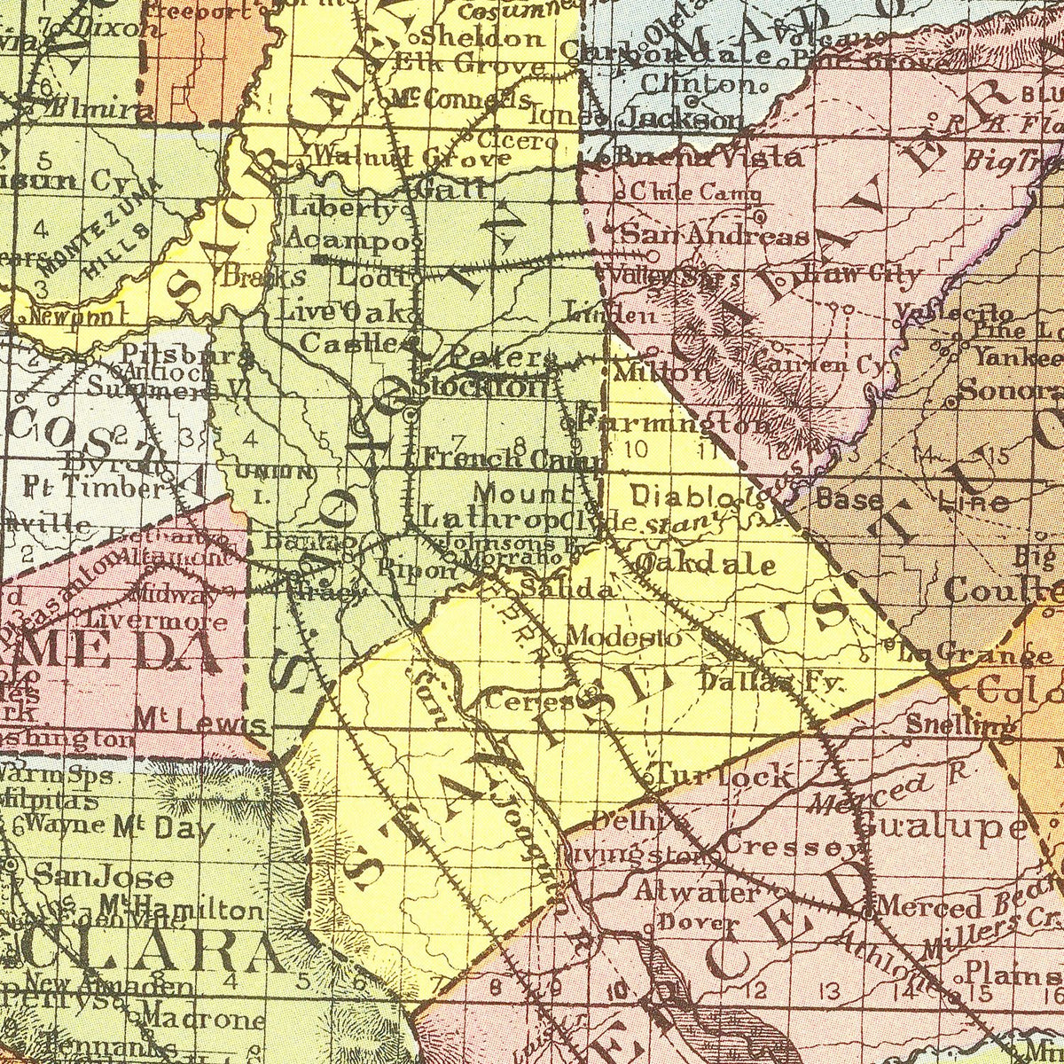 Restored historic details from the 1891 state map of County, California