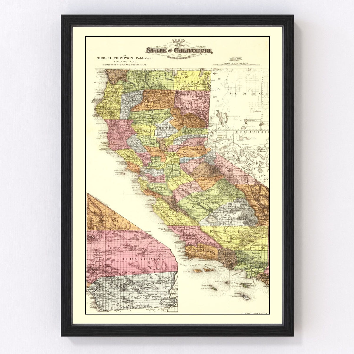 California Vintage Map 1891