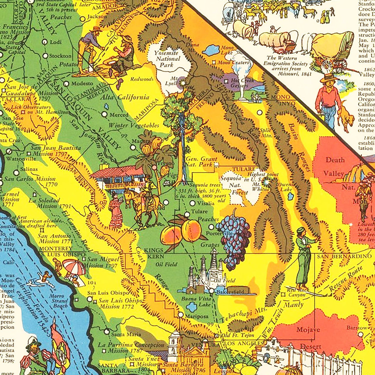 Restored historic details from the 1938 state map of County, California