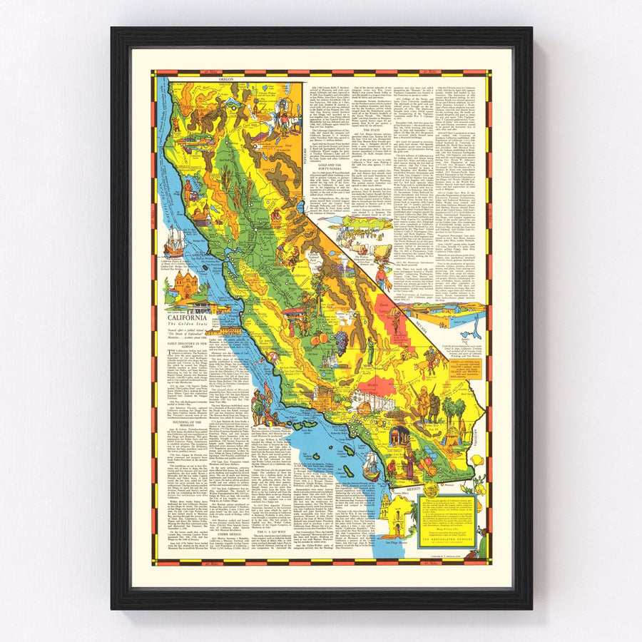 California Vintage Map 1938