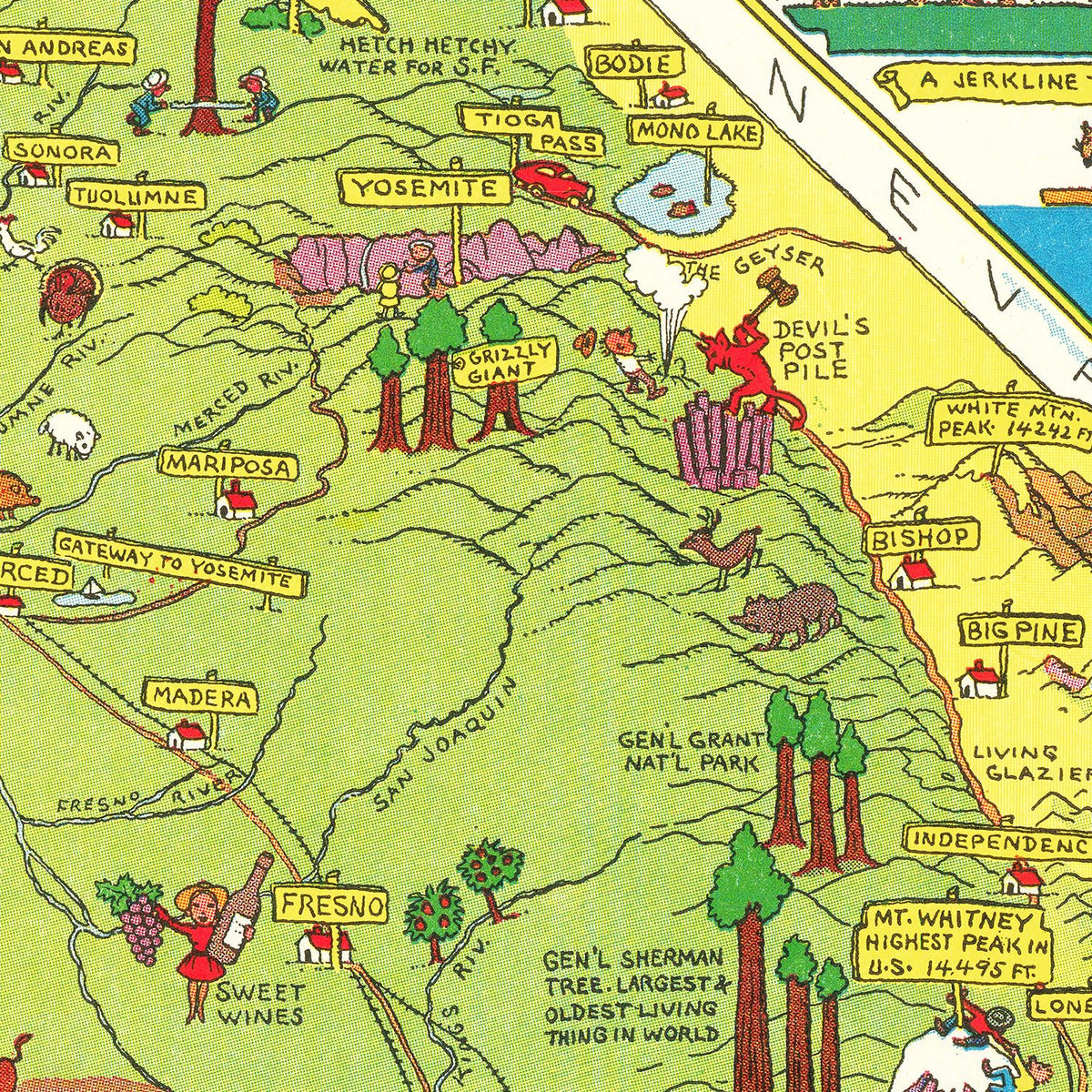 Restored historic details from the 1945 state map of County, California