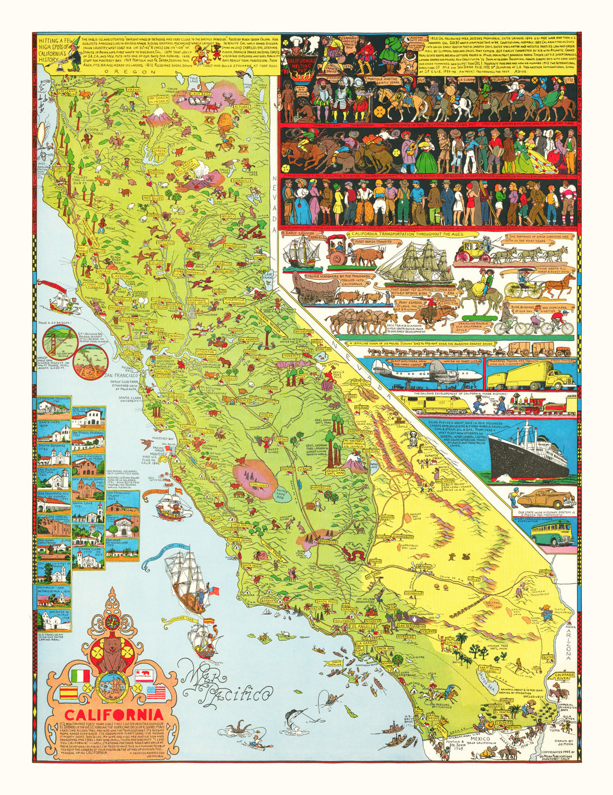 Preview of Vintage Pictorial Map of California 1945