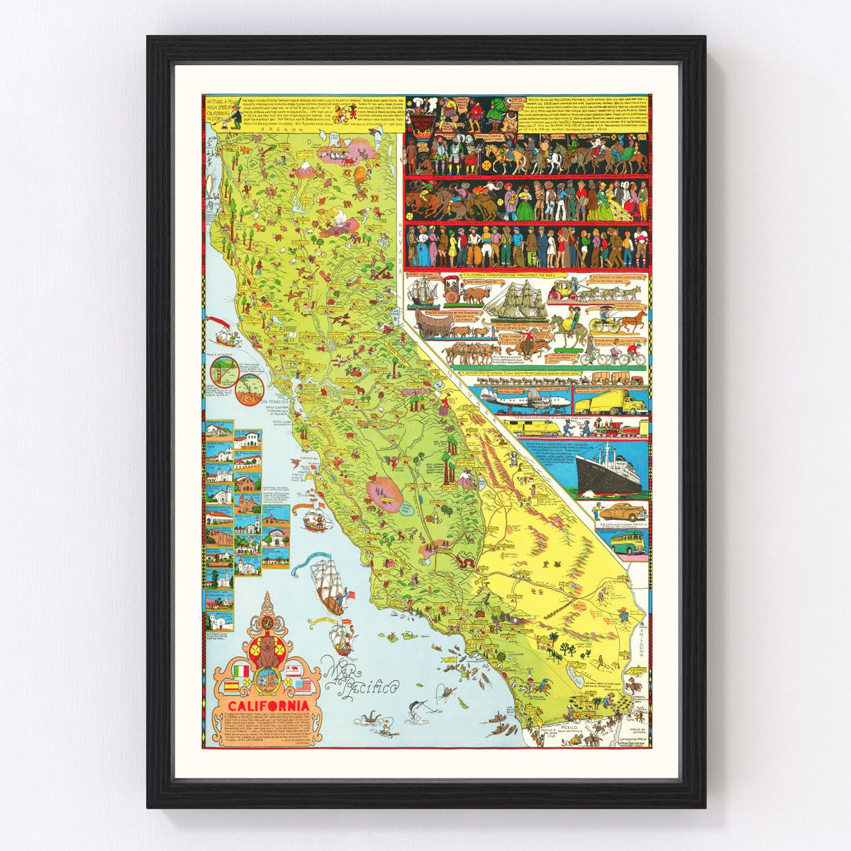 California Vintage Map 1945