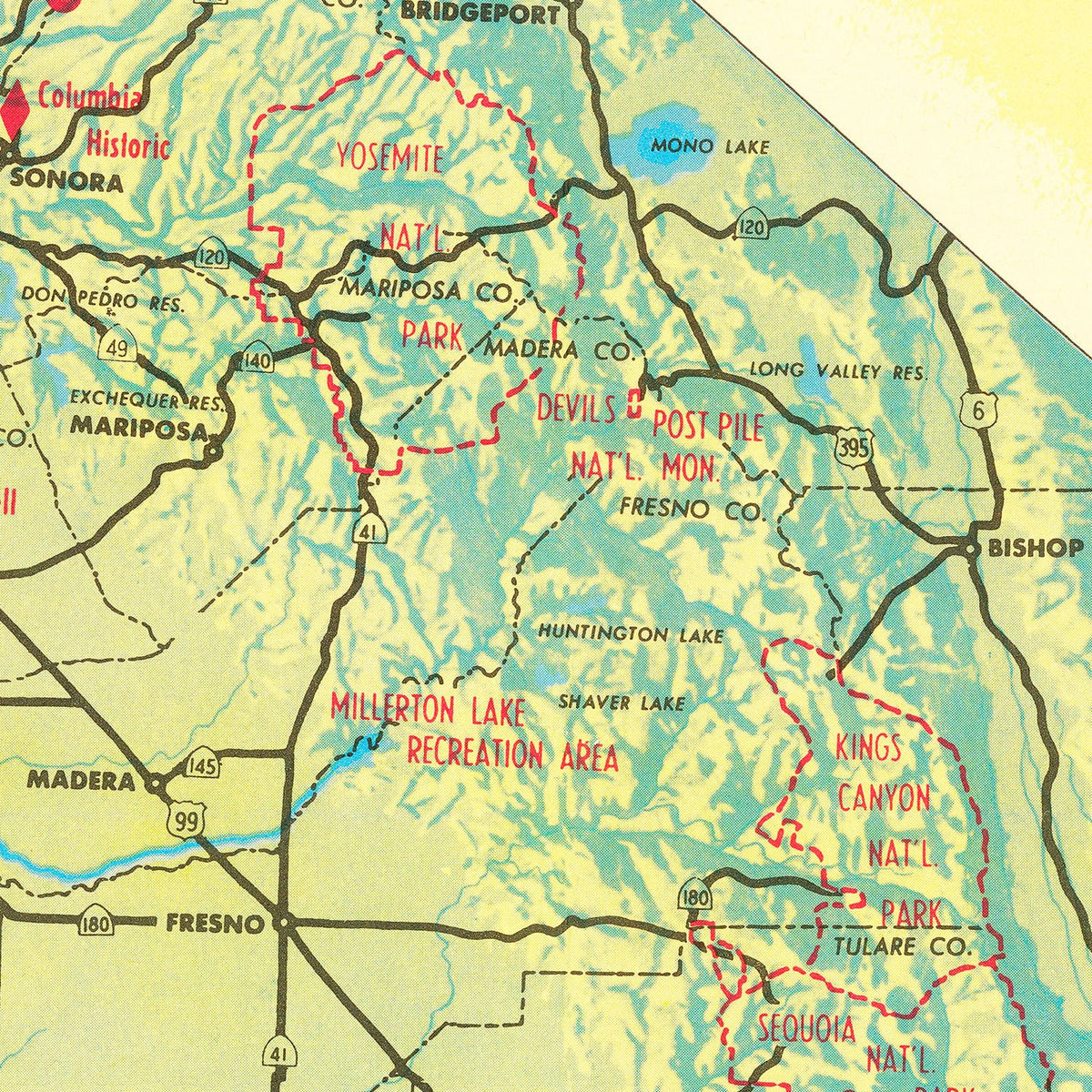 Restored historic details from the 1956 state map of County, California