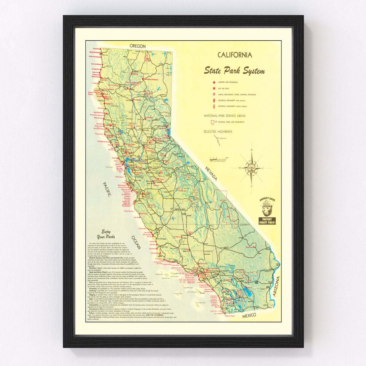 California Vintage Map 1956