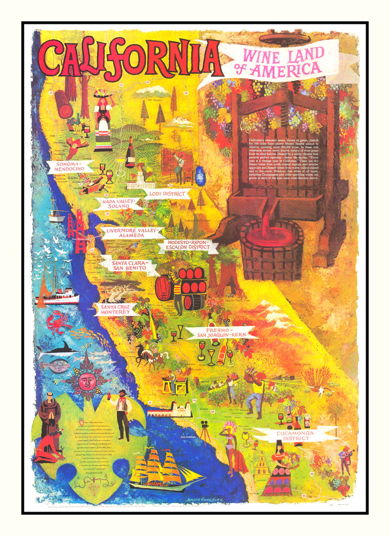 Size comparison using Vintage California Wine Country Map 1960
